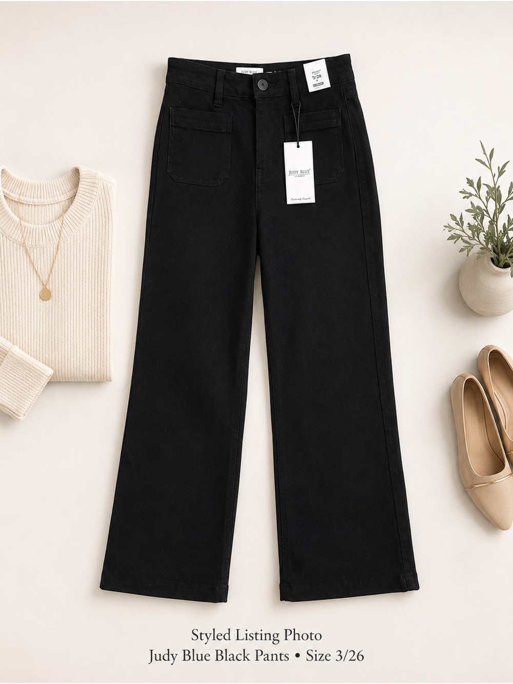 Judy Blue Women’s Black High Rise Wide Leg Jeans Size 3/26 NWT - Picture 6 of 6
